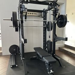 PRO SERIES Ultimate Half Rack Functional Trainer w/Smith Machine Bar | 320lb Stack | Gym Equipment | Fitness | Commercial | Squat Rack 