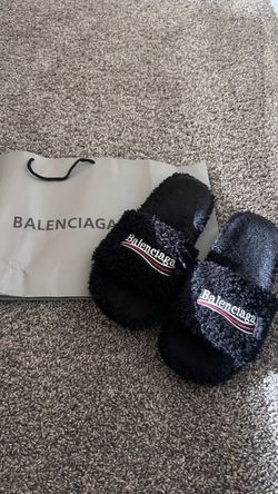 Balenciaga Furry Slide Slippers Black