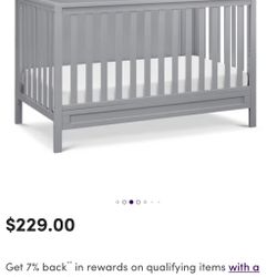 Davinci Charlie 4 In 1 Crib AND Toddler Rail GRAY