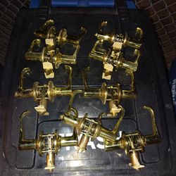 9 Brass Household Door Handle Replacements 4 Locking 