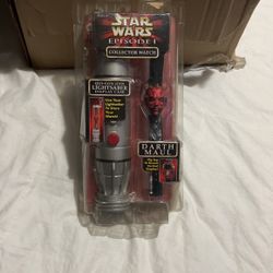 1999 Star Wars Darth Maul Collector Watch and Lightsaber Display Case Episode 1