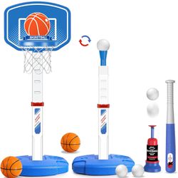 Kids Basketball Hoop and T-Ball Set, Brand New