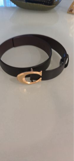 Coach Leather Belt with Gold C Buckle
