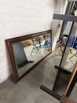 Large Wall Mirror with Gold Beaded Frame