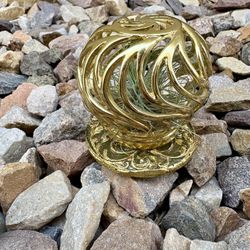 Metallic Golden Sphere Stand W/ Incased Air Plant 