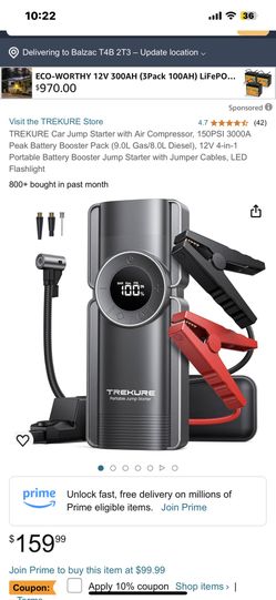 Car jump starter with compressor