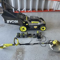 40V HP Brushless 20 in. Cordless Battery Walk Behind Push Lawn Mower And Weed Eater 