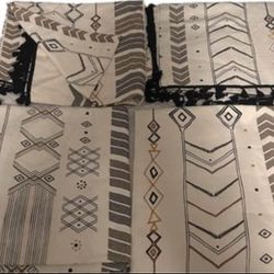 Black White & Yellow Aztec Pattern Curtains