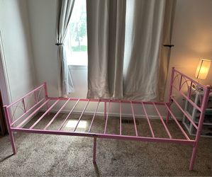 Pink metal bed frame- Twin size