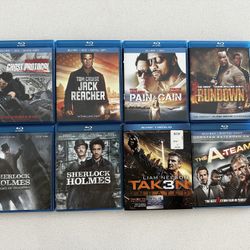Set Of 8 Blu-Ray Action-Packed Movies.