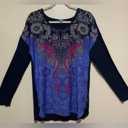 Nanette Lepore L’amour Womens XL Floral Tunic-Style Blouse | Shirt | Top