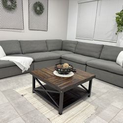Grey Modular Living Spaces Sectional Cloud Couch