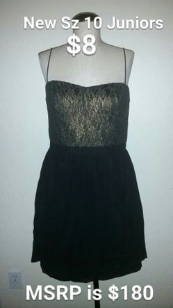 New Sz 10 black & gold cocktail semi-formal dress by Aqua nwt juniors