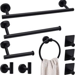 9-Piece Matte Black Bathroom Accessories Set