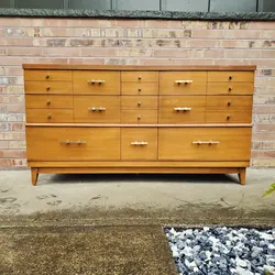 Mid Century Modern 9 Drawer Lowboy Dresser Vintage