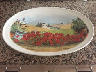 Beautiful Ceramic Oval Platter Made In Italy 