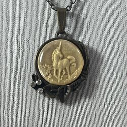 Preowned Vintage Style Pendant Of Unicorn 18” Chains