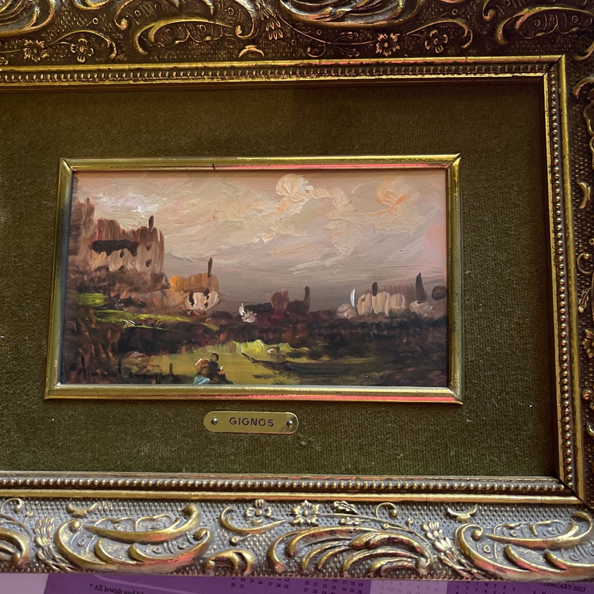 Original Gignos Oil Painting In Original Frame