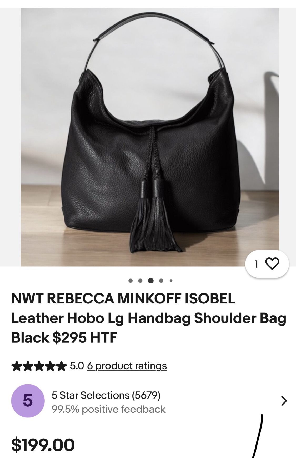  REBECCA MINKOFF ISOBEL Leather Hobo Lg Handbag Shoulder Bag