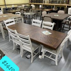 7 Pcs Dinings Sets Dinings Tables and 6 Chairs With İnterest Free Payment Options Valebeck