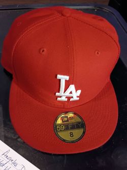 LOS ANGELES DODGERS RED FITTED  HAT MEN'S SIZE 8