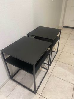 2 Black Metal End Tables