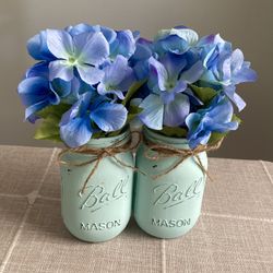 Chalk Painted & Distressed Mason Jar Vases 2 For $14