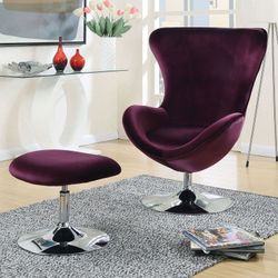 Eloise - Accent Chair w/ Ottoman - PurpleRetro modern design and chic glamorous style come together to create a one-ofa- kind piece! Lovely purple fla