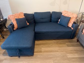 83" Reversible Sleeper Sectional Sofa w/ Pull-Out Bed & Storage Chaise