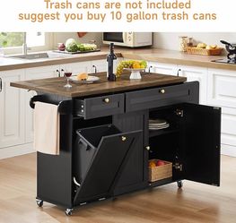 60" Kitchen Island with Power Outlet & Drop Leaf, Rolling Island with Spice Rack & Towel Rack