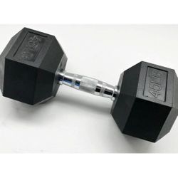 BalanceFrom Barbell Rubber Hex Dumbbell, 45lb Single