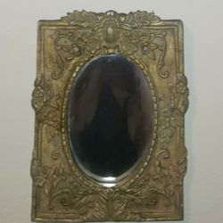 VINTAGE ORNATE GOLD ANTIQUED 3D ACCENT HANGING WALL MIRROR ART DECOR