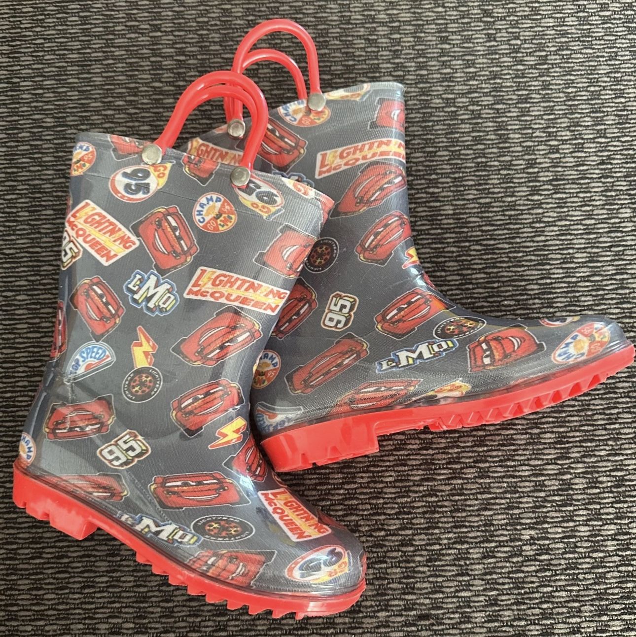 Toddler Boy Lightning McQueen Rain Boots Size 9