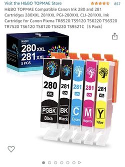 H&BO TOPMAE Compatible Canon Ink 280 and 281 Cartridges 280XXL 281XXL PGI-280XXL CLI-281XXL Ink Cartridge for Canon Pixma TR8520 TS9120 TS6220 TS6320 