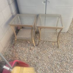 2 Gold Glass End Tables 50$ OBO