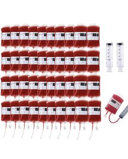 60 Packs Halloween Decorations Blood Bags for Drink, Reusable Drink Cups Contain