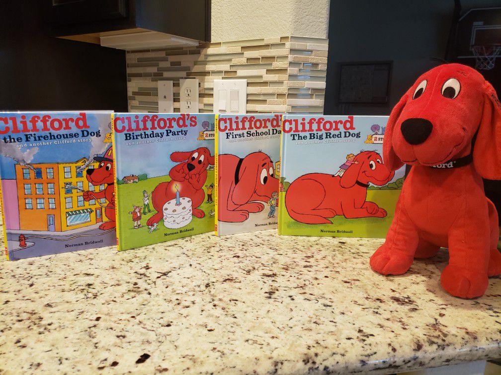 Clifford Stuffed Animal and Hard Cover Book Collection