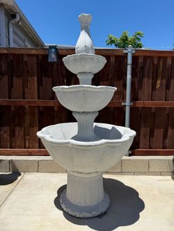 3-Tier Concrete Garden Water Fountain 6'4" Tall