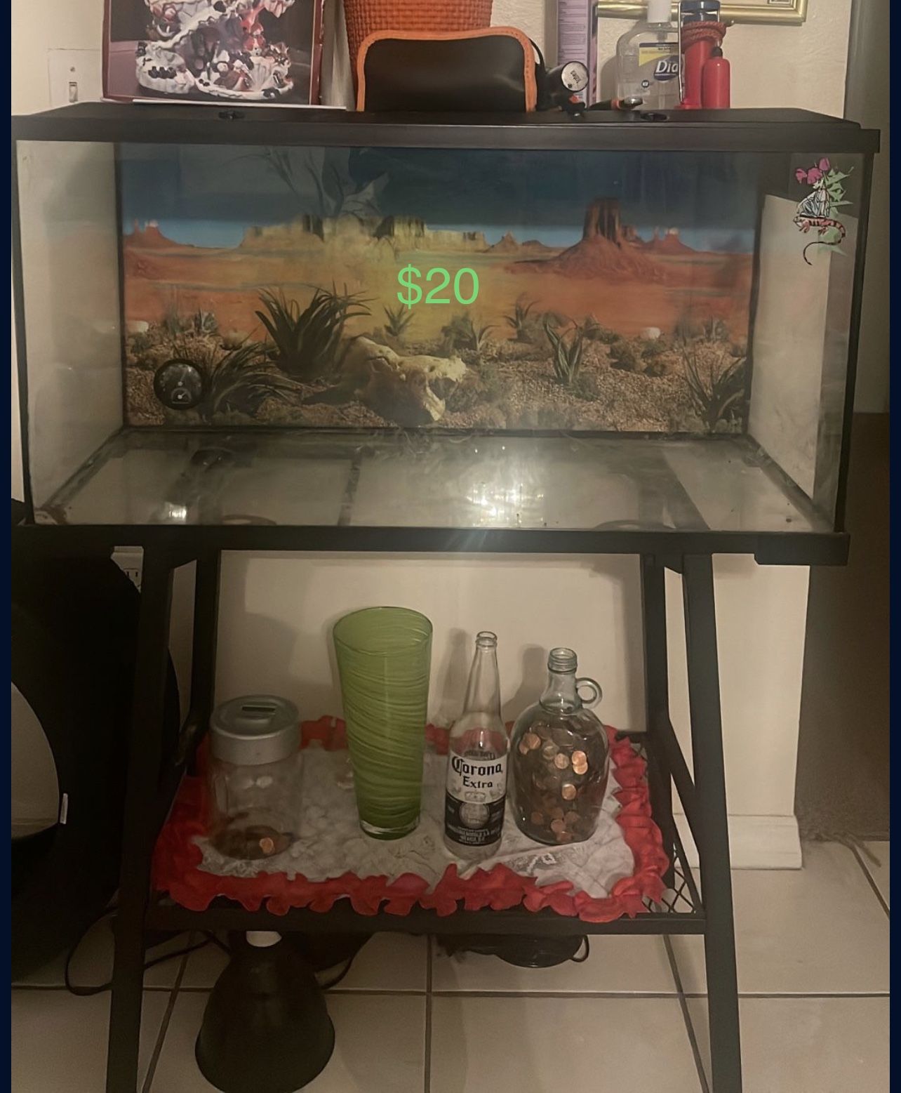 Reptile Vivarium with Stand & Lamps (no live pet included)