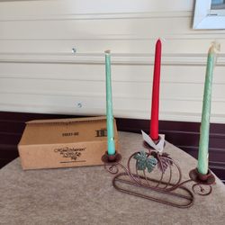 VINTAGE NEW HOME INTERIORS Metal Pumpkin Centerpiece Tapper Candle Holder 6.5" 