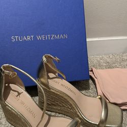 NEW Stuart Weitzman Nudist-Curve Espadrille Wedges Size 41