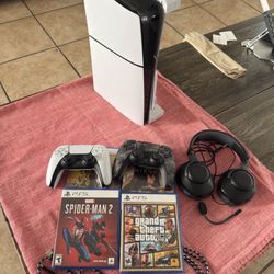 🎮 PlayStation 5 Slim (2024) + 4 Disc Games + 2 Controllers + Accessories 🔥 All-In Bundle!