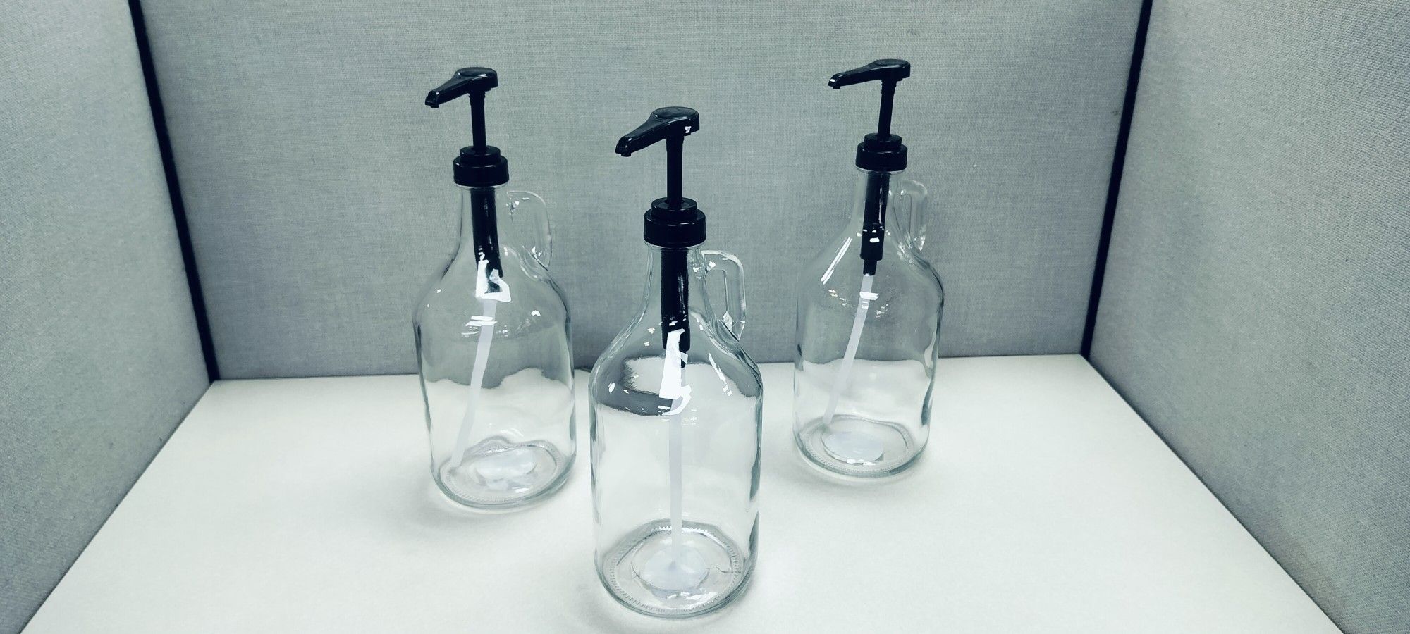3 Glass Pump Bottles
