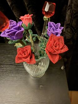 Handmade French Glass Beaded Roses
