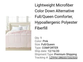Full/Queen Down Alternative Pink Comforter