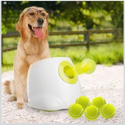 ALL FOR PAWS Automatic Dog Ball Launcher for Medium to Large Dogs, Interactive Tennis Ball Thrower, Rechargeable Dog Toy Mental Stimulation Training G
