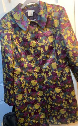 Vintage Maggy London Purple and green Jacket size 14