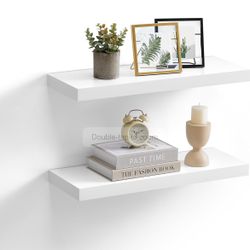 VASAGLE 23.6" Wall Shelves Floating Shelves Set of 2 - White