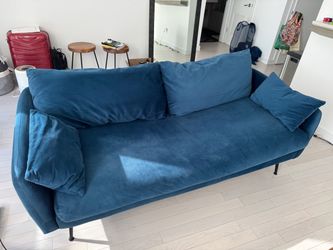 Albany Park blue velvet sofa coach