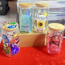 Glass Cups With UV Dtfs / Permanent Vinyl 